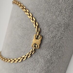 18K Gold Plated Double Link Chain Necklace with Center Detail